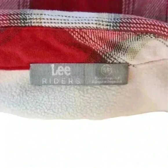 VINTAGE Riders by Lee Red & White Plaid Flannel Fleece Lined Shirt Size Small - Picture 3 of 9